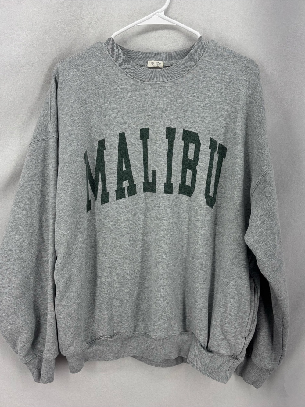 John Galt Malibu Graphic Sweatshirt Gray Fleece Lined Pocket Pullover OS